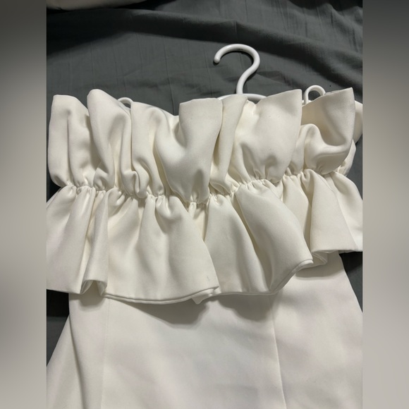 white strapless ruffle dress - Picture 2 of 4